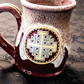 Close view of the pressed Jerusalem Cross medallion