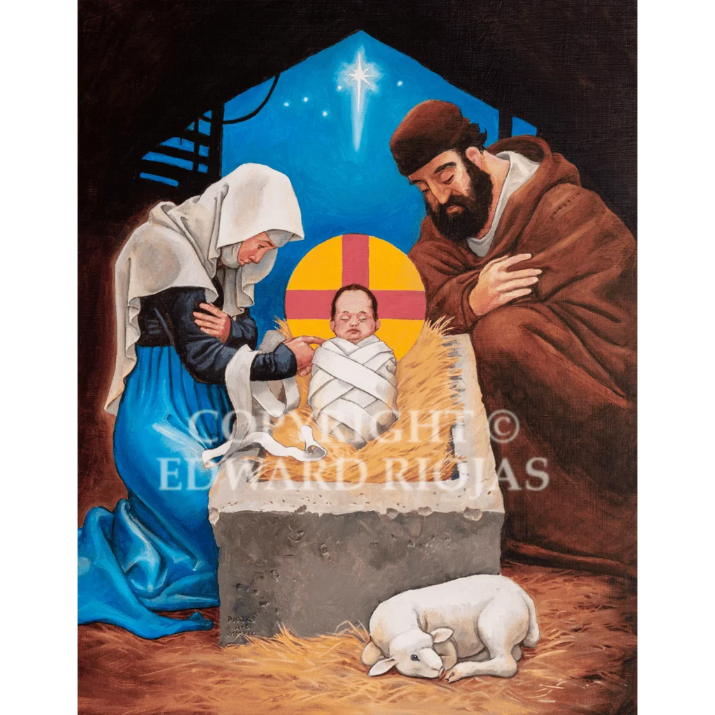 Ed Riojas Lamb DEAR CHRISTIANS NATIVITY VERTICAL |Edward Riojas Christian Art ...
