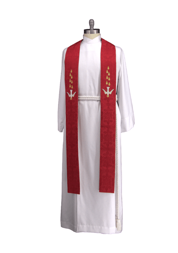 Dove Pentecost Red Stole | Red Pentecost Pastor and Priest Stoles - Ecclesiastical Sewing
