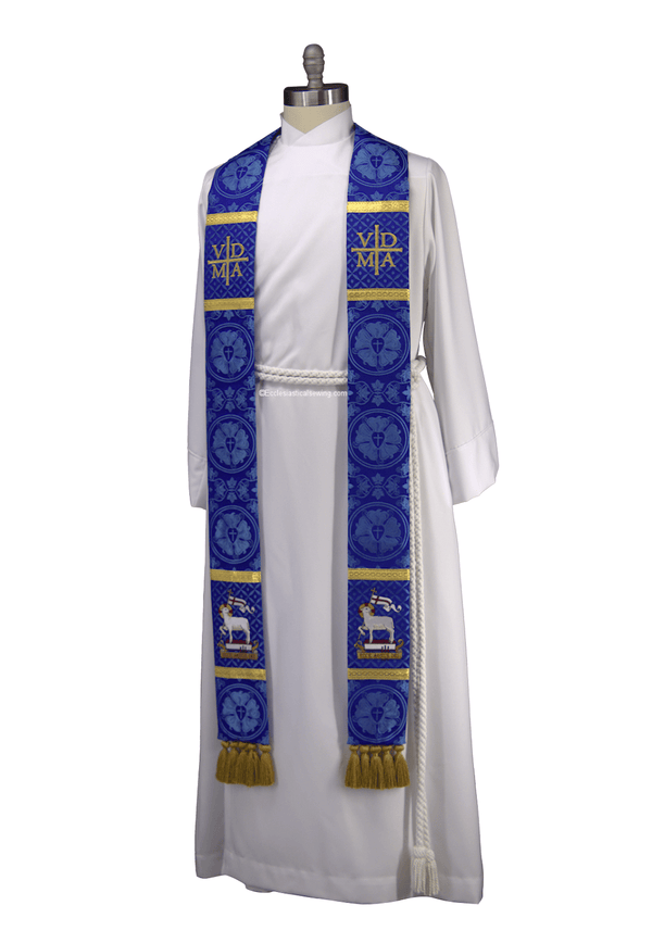 Ecce Agnus Dei Blue Advent Stole | blue Violet Advent Priest Stole