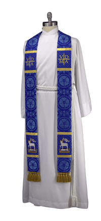 Ecce Agnus Dei Advent Pastor Priest Stole | Blue or Violet Stole - Ecclesiastical Sewing
