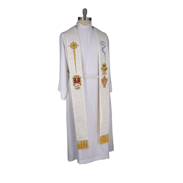 Epiphany Christmas Stole | Pastor Priest White Stole - Ecclesiastical Sewing