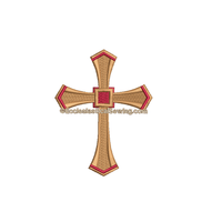 Gold and Red Cross Machine Embroidery | Digital Machine Embroidery Design Ecclesiastical Sewing