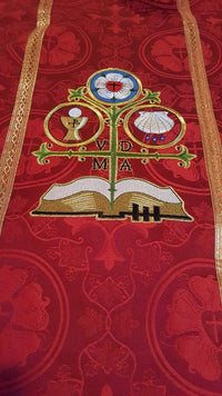Gothic Chasuble Style #2 in the Luther Rose Brocade Ecclesiastical Collection - Ecclesiastical Sewing
