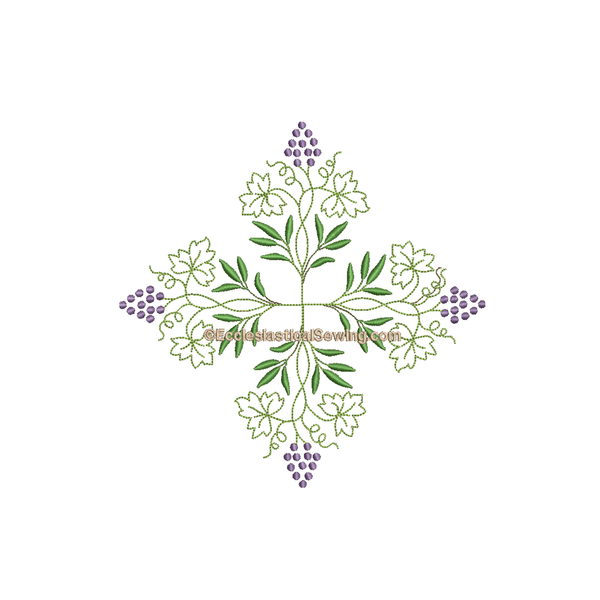 Grape Cluster Digital Machine Embroidery Design | Floral Machine Embroidery Fruit Ecclesiastical Sewing