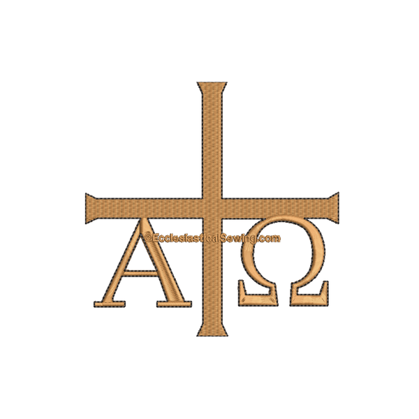 Greek Cross Alpha Omega Digital Embroidery | Religious Machine Embroidery Design Ecclesiastical Sewing