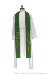 Clergy Stole | for Trinity and Ordinary Times I am the Vine Collection | Pastor Priest Stole Green Stoles Ecclesiastical Sewing