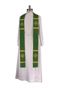 Green Trinity Stole IHS Monogram Lutheran Stole | Green Trinity Season Stole Cross Ecclesiastical Sewing
