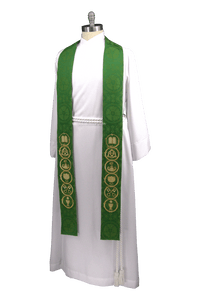 Green Trinity Catechesis Pastor Stole | Green Pastor Priest Stole - Ecclesiastical Sewing