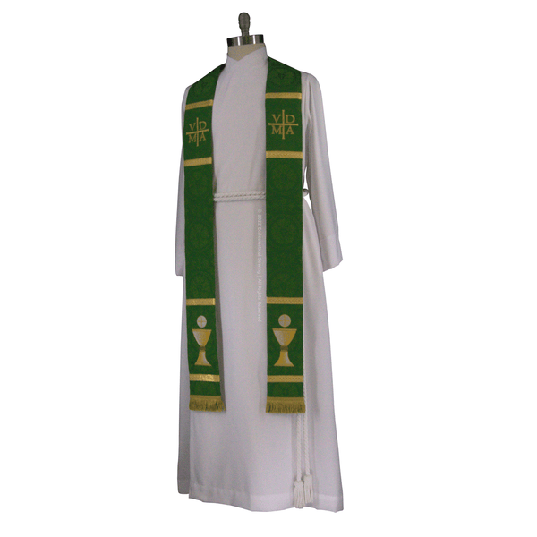 Green VDMA Lutheran Pastoral Stole | Luther Rose Brocade Green  Pastoral and Priest Stoles Ecclesiastical Sewing