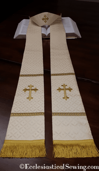 Pastoral or Priest Clergy Stole w/ Exeter Cross | Handmade Clergy Stoles