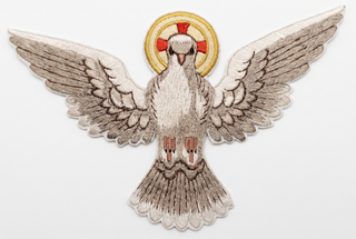 Holy Spirit Dove Applique | Silk Embroidered Descending Dove for Vestments