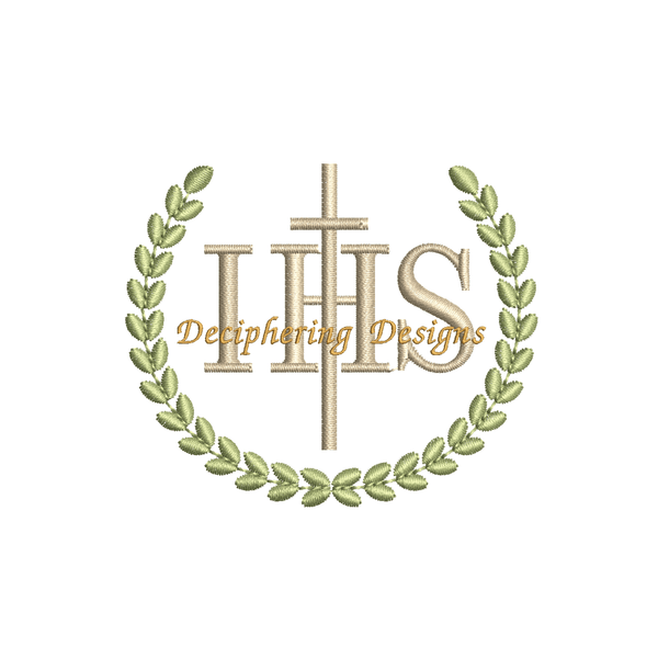 IHS Laurel Digital Embroidery Design | Digital machine Embroidery Ecclesiastical Sewing