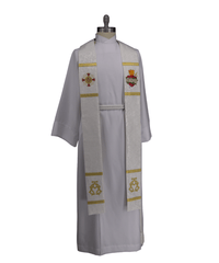 Immaculate Heart of Mary White Celebration Stole | Priest white Stole - Ecclesiastical Sewing