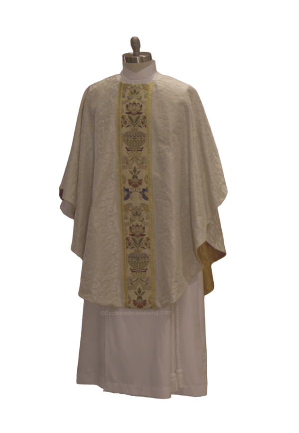 Ivory Priest Tapestry Chasuble | Festival Priest Chasuble Ivory and Tapestry - Ecclesiastical Sewing