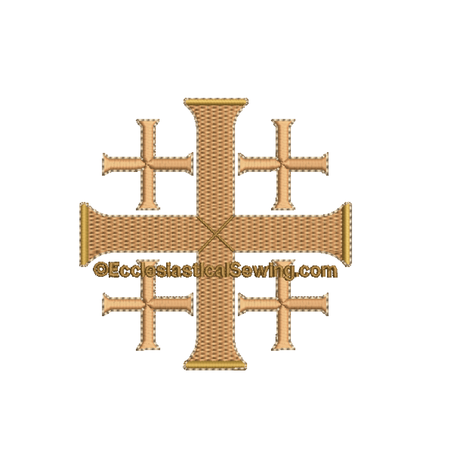 Gold trilobed cross patch for vestments 12x8 cm