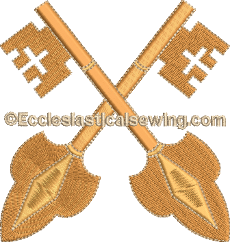 Cross Keys Design Machine Embroidery | Keys Emboidery design Ecclesiastical Sewing