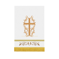 Latin Flourish Cross White Pulpit Fall |White and Gold Pulpit Hanging - Ecclesiastical Sewing