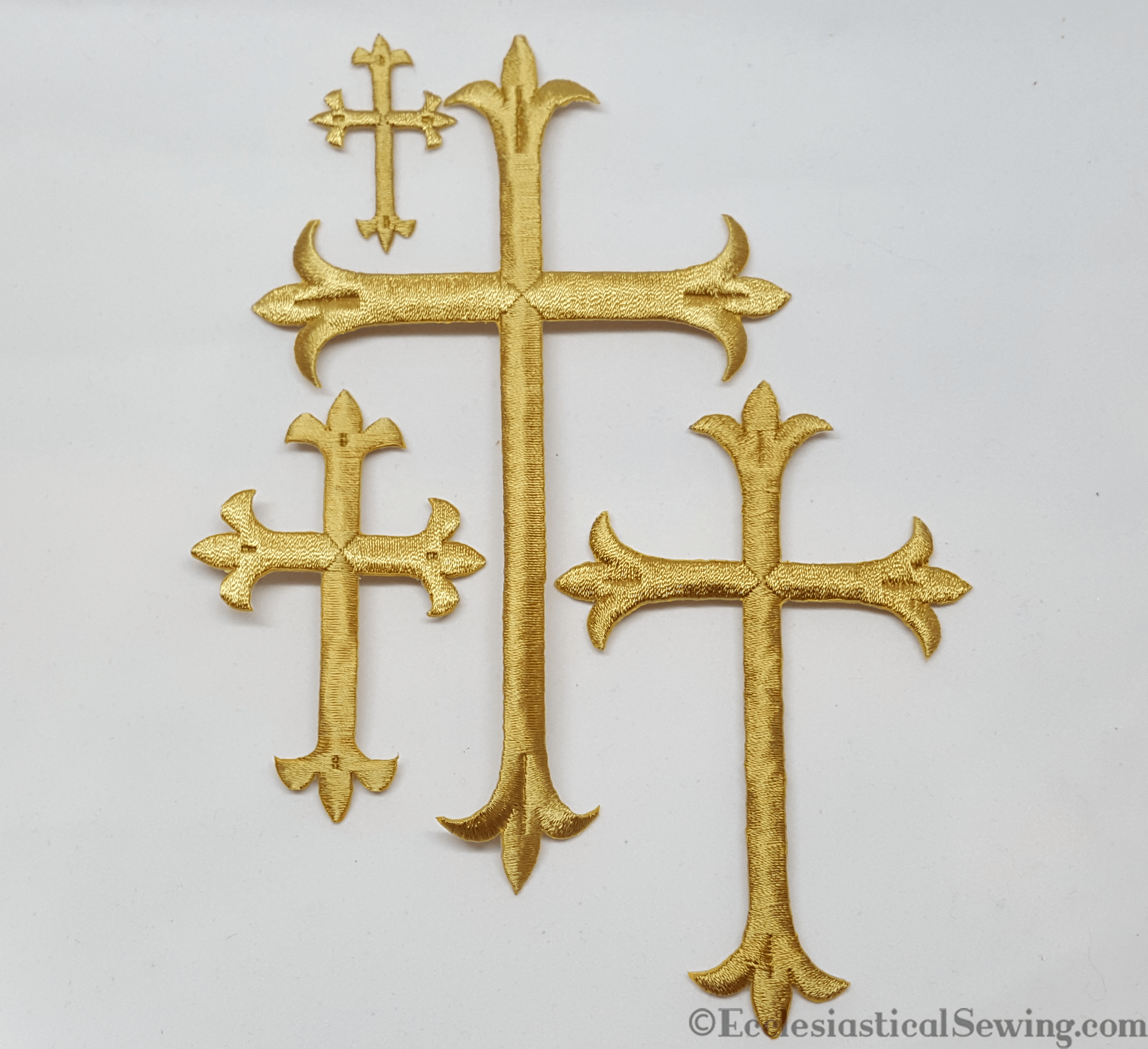  Gold Ornate Cross - Embroidered Iron on Patch