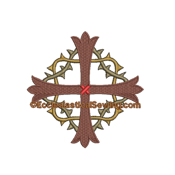 Lent Cross Crown Thorns Digital Design Embroidery  | Digital Embridery Lent Design Cross Ecclesiastical Sewing