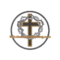 Lent Cross Crown Thorns Circle Design Digital Embroidery | Lent Cross Digital Embroidery Design Ecclesiastical Sewing
