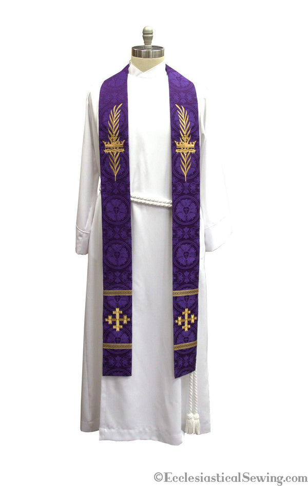 Palm Crown Lent Priest Stole  | Lent Violet Priest Pastor Stole Lutheran Lent Stole Ecclesiastical Sewing