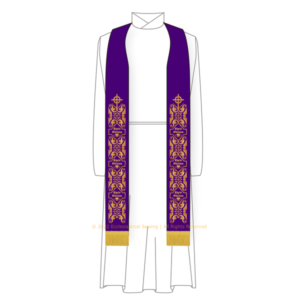 Lent Thistle Thorn Lattice Pastor Stole | Violet Clergy Priest Stole - Ecclesiastical Sewing