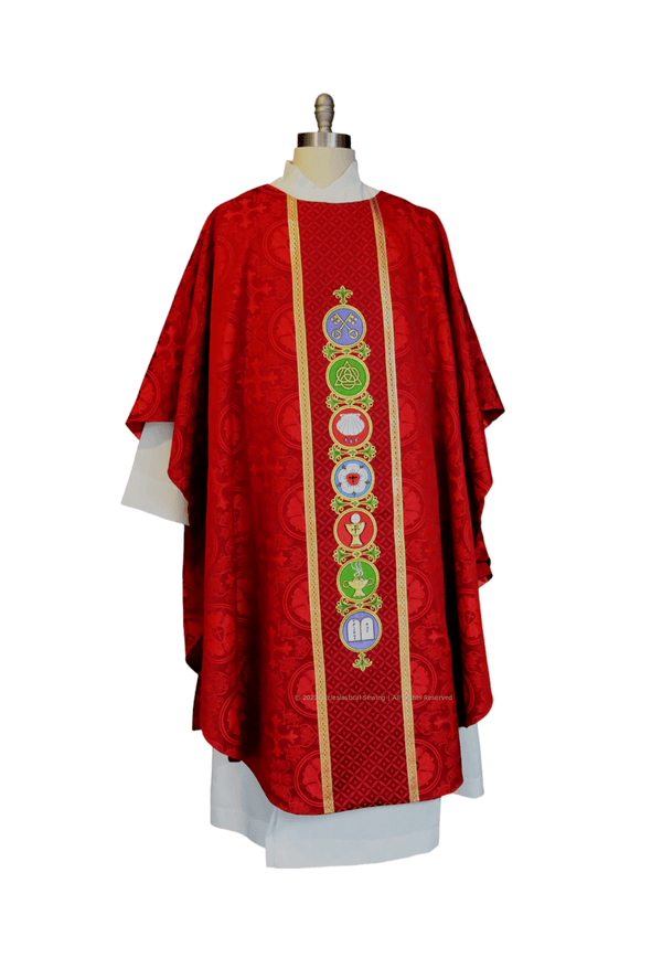 Luther Rose Chasuble Style #4 | Orphrey Embroidery and Dove - Ecclesiastical Sewing