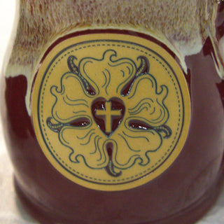 Close view of the pressed Luther Rose medallion