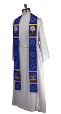 Messianic Rose Manger Stole | Blue or Violet Advent Pastor Priest Stole - Ecclesiastical Sewing