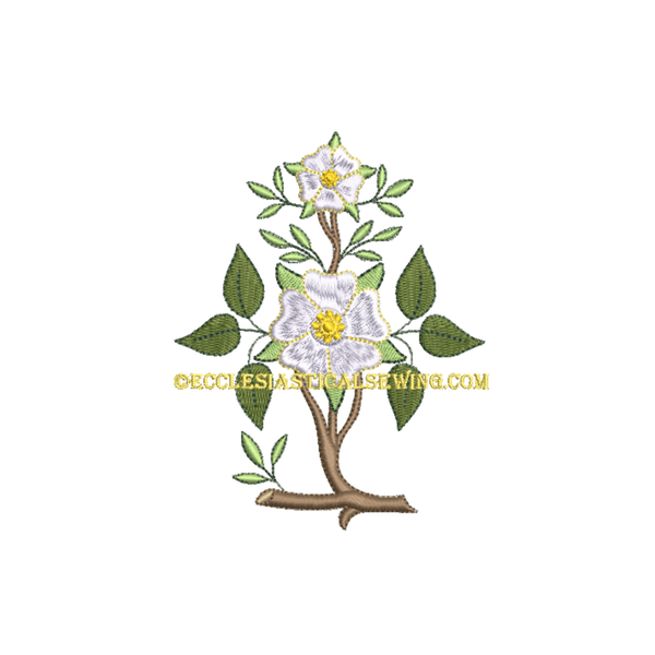Rose Blossom and Twig Digital Embroidery | Vintage Digital Embroidery Ecclesiastical Sewing