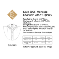Monastic Chasuble Sewing Patterrn Y Orphrey | Style 3005 Monastic Chauble Pattern Yardage Ecclesiastical Sewing