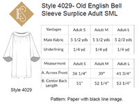 Old English Bell Sleeve Surplice Sewing Pattern | Church Vestments