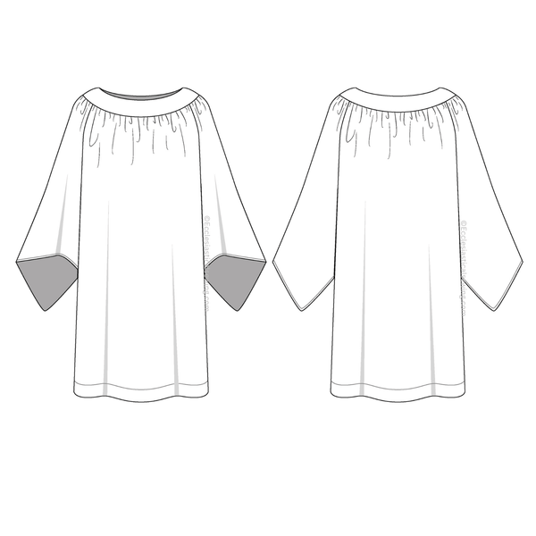 Old English Style Round Yoke Surplice Pointed Sleeves | Church Vestment Pattern