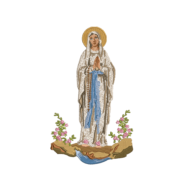 Our Lady of Lourdes Digital Embroidery Design for Church Vestments - Ecclesiastical Sewing