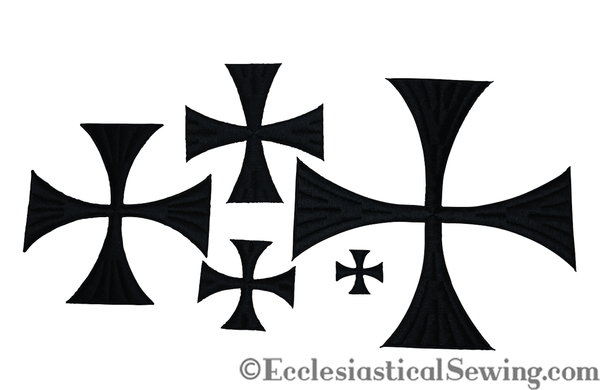 Black Rayon Cross Patee Iron On Applique Religious Cross Stole Cross