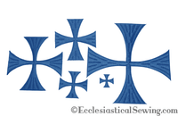 Blue Rayon Cross Patee Iron On Applique Religious Cross Stole Cross