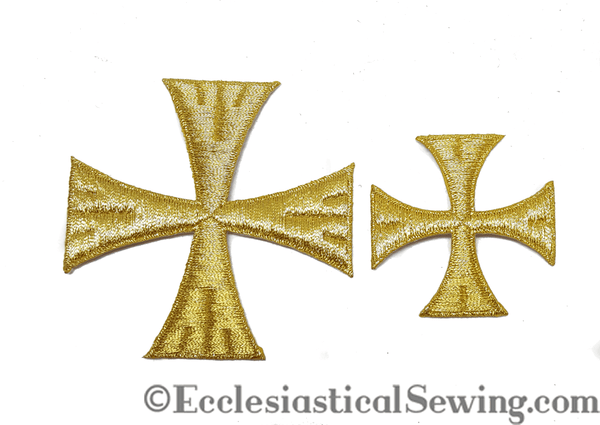 Patee Bright Metallic Gold Cross Iron On | Iron On Metallic Gold Cross Ecclesiastical Sewing
