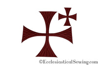 Burgundy Rayon Cross Patee Iron On Applique Religious Cross Stole 