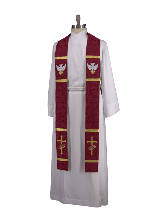 Pentecost Stole Red with Dove | Pastor Priest Stoles Pentecost - Ecclesiastical Sewing