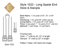 Priest Long Spade End Stole Maniple | Stole Sewing Pattern Style 1023 Yardage Chart