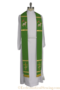 Pugin Priest Stoe | Green Clergy Stole | Agnue Dei Cross Stole Ecclesiastical Sewing