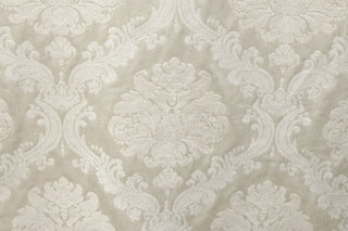 Chenille floral weaving on the satin ground of Ravenna Ivory Brocade