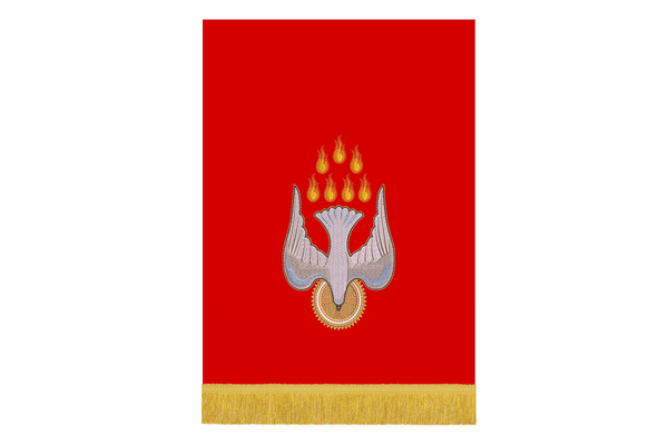 Pentecost Dove with flames altar hanging | Red Pentecost Altar hanging Ecclesiastical Seiwng