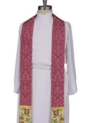 Rose Stole Gaudete Bishop Cyprian Stole | Rose Laetare Pastor Priest Stole - Ecclesiastical Sewing