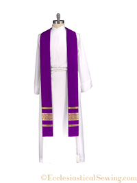 Saint Alban Violet Stole | Lent Pastor Priest Stole - Ecclesiastical Sewing