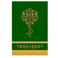 Sanctified Budded Cross Serpent Design Trinity Green Pulpit Lectern Falls | Trinity Green Altar Hangings Ecclesiastical Sewing