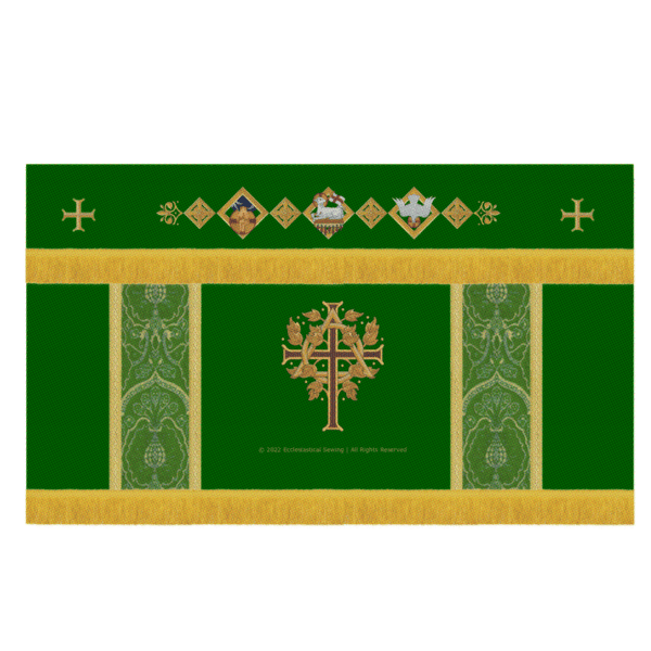 Sanctified Frontal and Superfrontal Trinity Altar Hanging | Sanctified Green Altar hanging Ecclesiastical Sewing