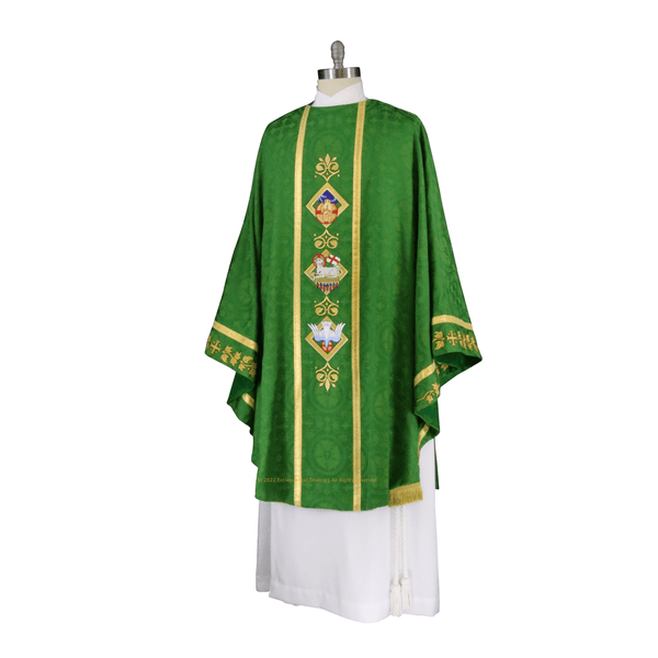 Green Monastic Pastor Priest Chasuble Trinity | Green Brocade Liturgical Priest Pastor Chasuble Lutheran Vestments Luther Rose Brocade Ecclesiastical Sewing