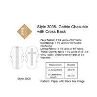 Gothic Chasuble with Cross back | Church vestment Sewing patterns Yardage Chart  Ecclesiastical Sewing